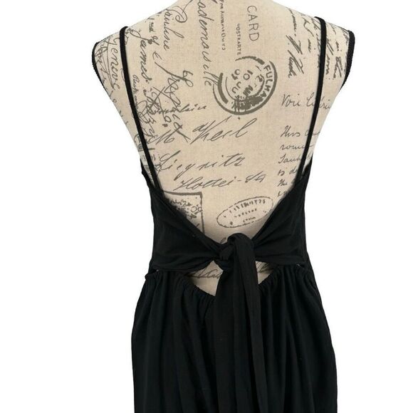 A ANRABESS Linen Blend Tie Back Jumpsuit Black XL - Picture 6 of 8